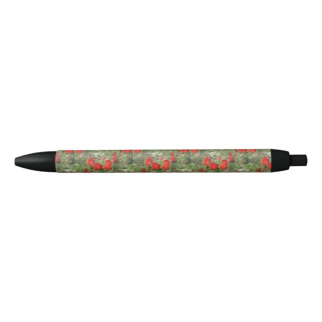 Corfu Red Poppies  Black Ink Pen (Front)