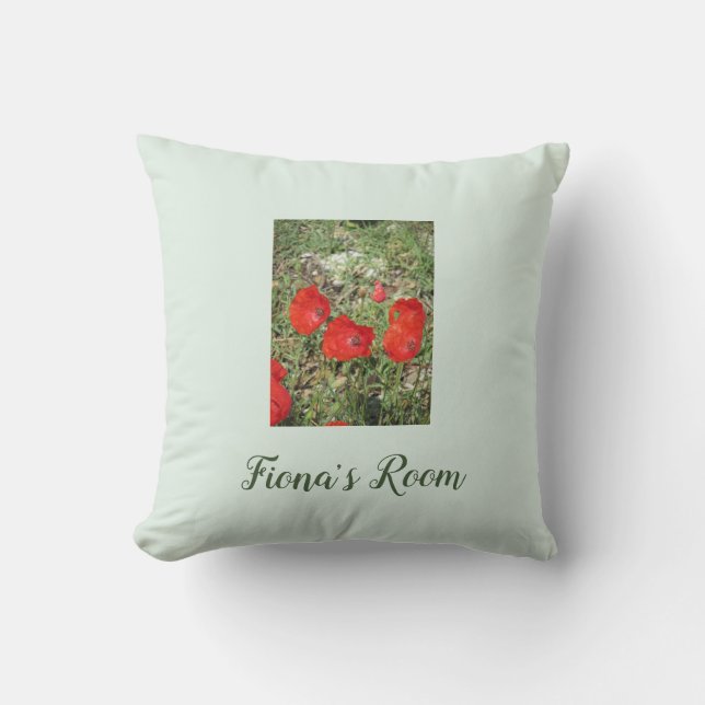 Corfu Red Poppies Personalised Cushion (Front)