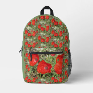 Corfu Red Poppies Printed Backpack