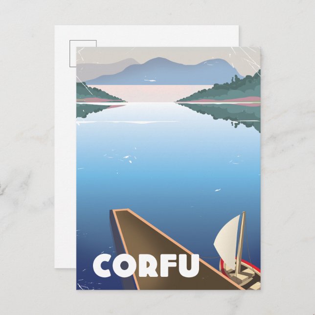 Corfu Travel poster Invitation Postcard (Front/Back)