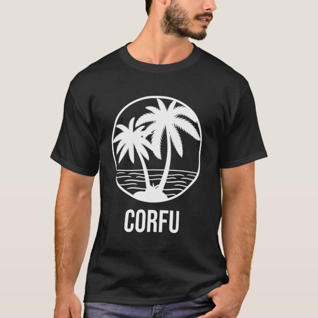 Corfu Vacation Palm Tree Ocean Holiday Summer T-Shirt (Front)