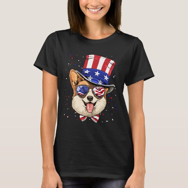Corgi 4th Of July American Dog Usa Flag  1250 T-Shirt (Front)