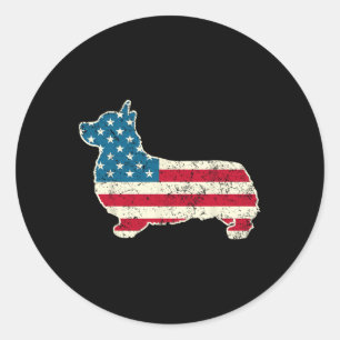 Corgi 4th Of July Dog Lover Gifts Men Women Americ Classic Round Sticker