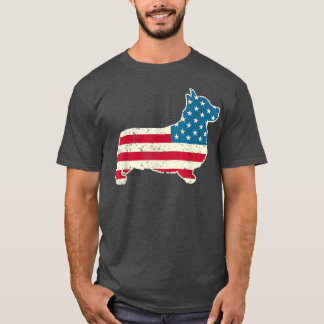 Corgi 4th of July Dog Lover Men American Flag  T-Shirt