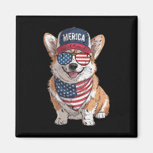 Corgi 4th Of July Us American Flag Dog Patriotic M Magnet