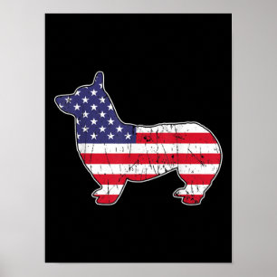 Corgi 4th Of July USA Flag America Patriotic USA Poster