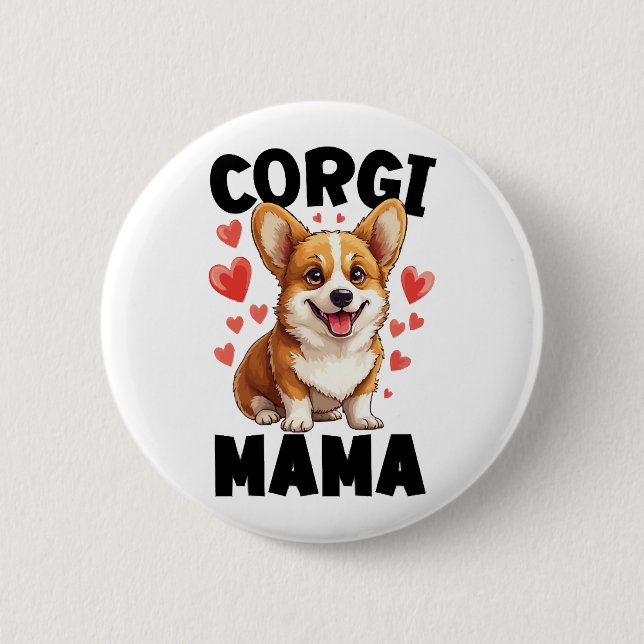 Corgi 6 Cm Round Badge (Front)