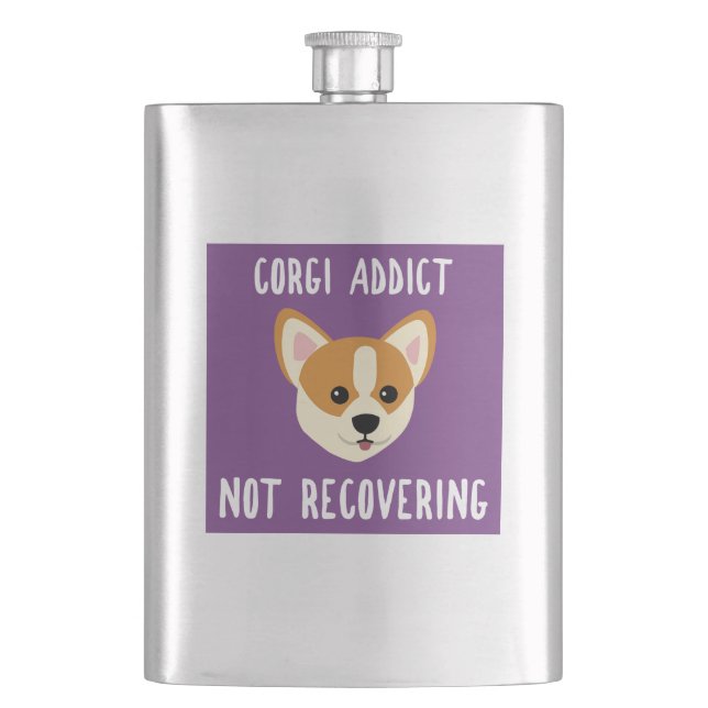 Corgi Addict Not Recovering Hip Flask (Front)