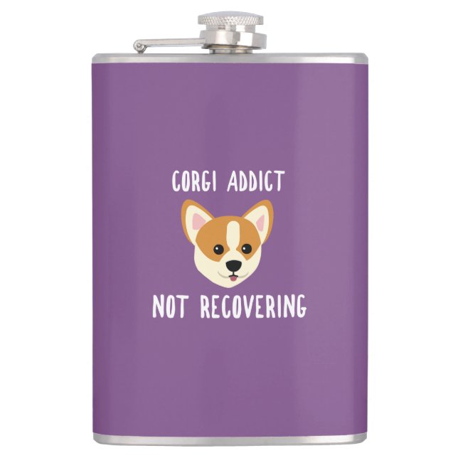 Corgi Addict Not Recovering Hip Flask (Front)