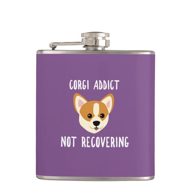 Corgi Addict Not Recovering Hip Flask (Front)