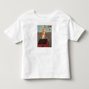 Corgi aiming sling shot at cat T-Shirt