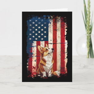 Corgi American Flag Usa Patriotic 4th Of July Card