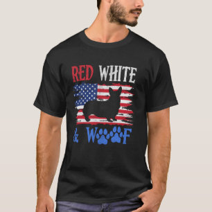 Corgi American Flag USA Red White & Woof 4th of Ju T-Shirt