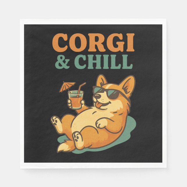 Corgi and Chill Napkin (Front)