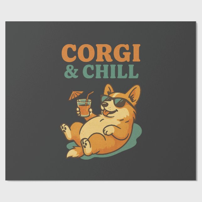 Corgi and Chill Wrapping Paper (Flat)