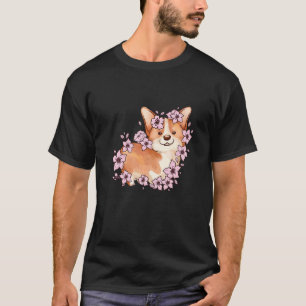 Corgi and corgi with sakura and cherry blossom 1 T-Shirt