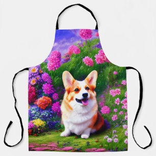 Corgi and Flowers Apron