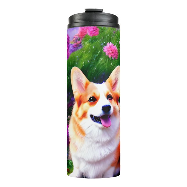 Corgi and Flowers Thermal Tumbler (Front)