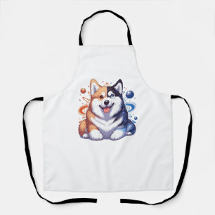 Corgi And Husky On Space Yin And Yang Essential T- Apron