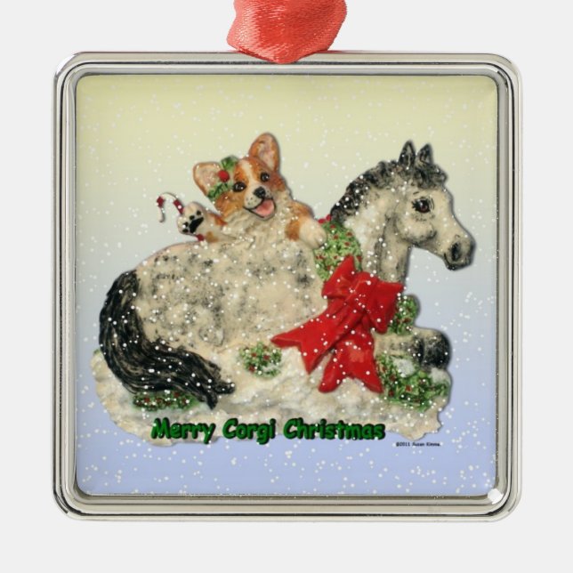 Corgi and Pony Christmas Ornament (Front)