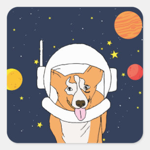 Corgi Astronaut Animal With Space Helmet Clipart B Square Sticker