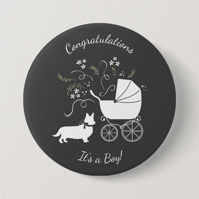 Corgi Baby Shower Dog 7.5 Cm Round Badge (Front)