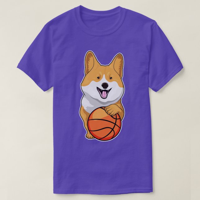 Corgi Basketball player Basketball T-Shirt (Design Front)