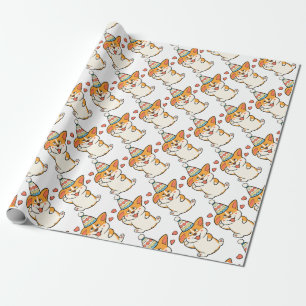 Corgi Birthday Party Wrapping Paper