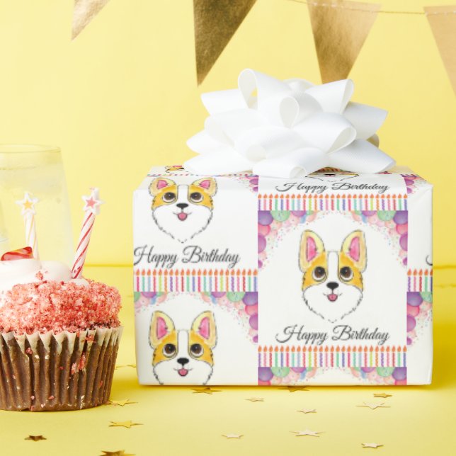 Corgi Birthday Wrapping Paper (Birthday Party)