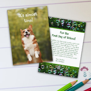 Corgi Bubbles Welcome Students Message Card