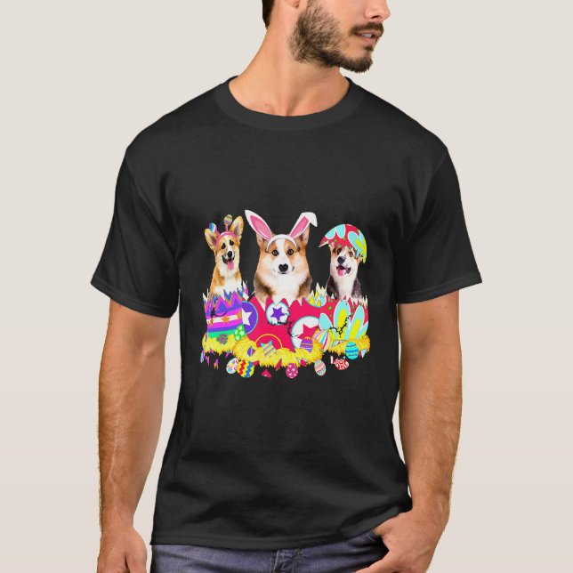 Corgi Bunny Easter Day Dog T-Shirt (Front)