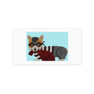 Corgi Burglar Invitation Label