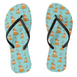 Corgi Butt and Bones Flip Flops