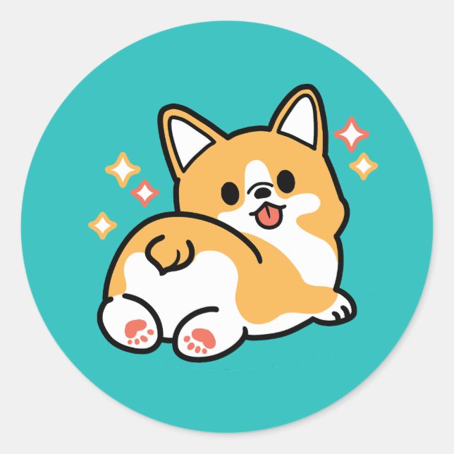 Corgi Butt and Nap Vibes – Cute Sleeping Dog Classic Round Sticker (Front)