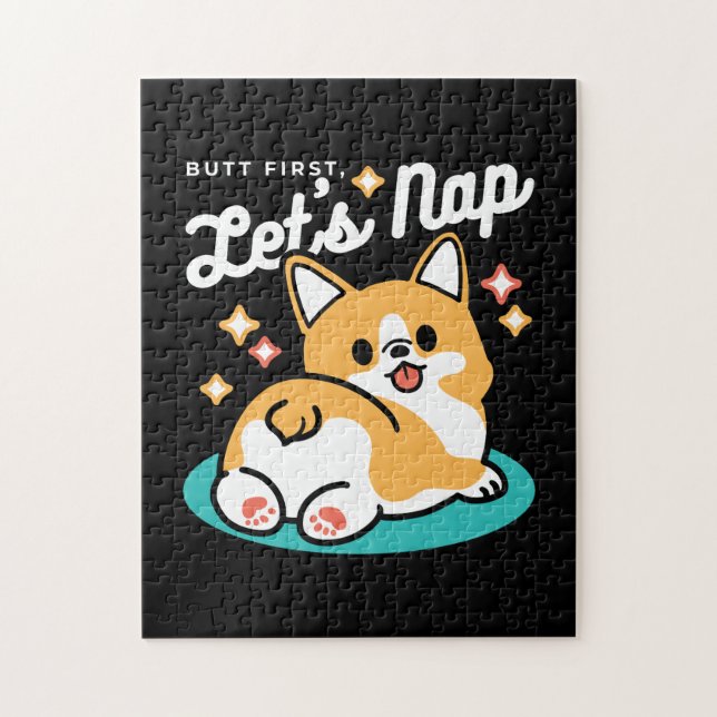 Corgi Butt and Nap Vibes – Cute Sleeping Dog Jigsaw Puzzle (Vertical)