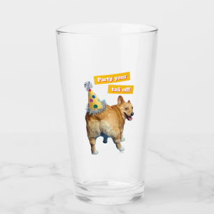 Corgi Butt Birthday Hat Glass