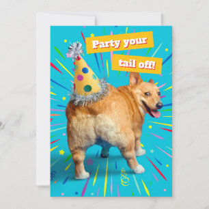Corgi Butt Birthday Hat Invitation