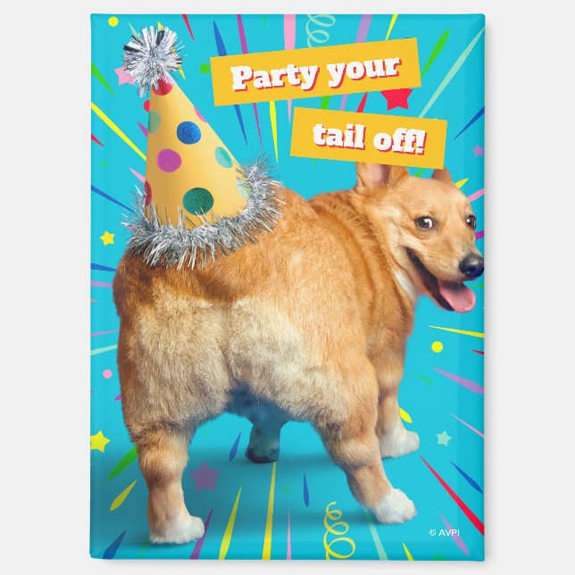 Corgi Butt Birthday Hat Magnet (Front)