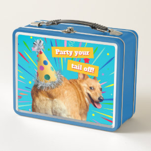 Corgi Butt Birthday Hat Metal Lunch Box