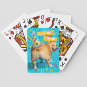 Corgi Butt Birthday Hat Playing Cards