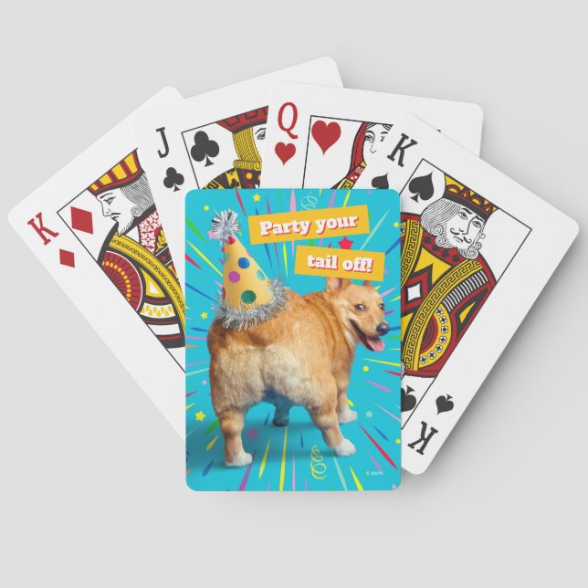 Corgi Butt Birthday Hat Playing Cards (Back)