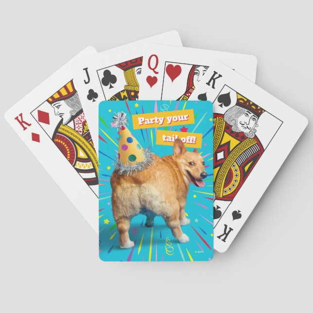 Corgi Butt Birthday Hat Playing Cards (Back)