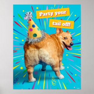 Corgi Butt Birthday Hat Poster