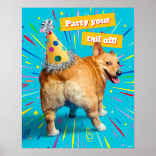 Corgi Butt Birthday Hat Poster