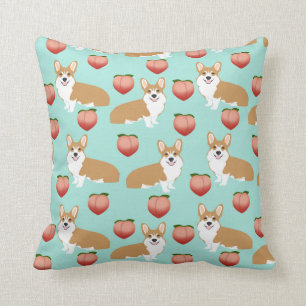 Corgi Butts cute throw pillow - peach emoji