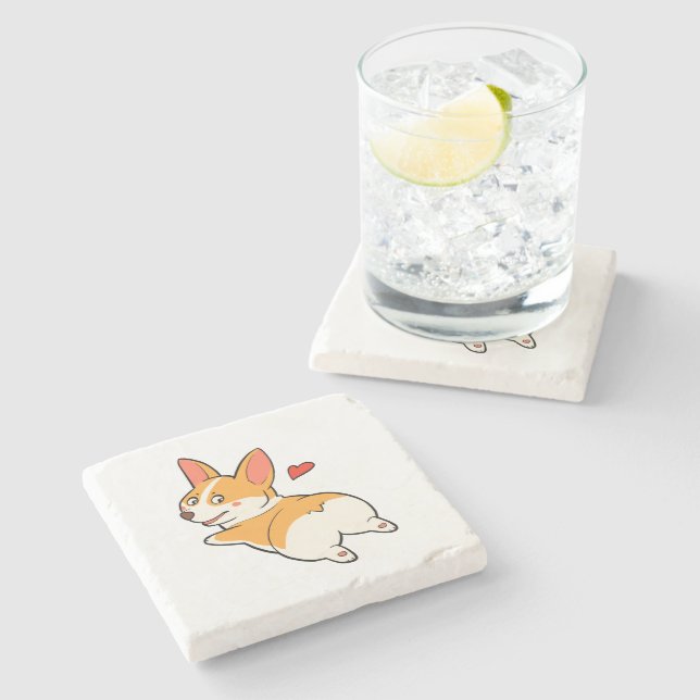 Corgi Butts Stone Coaster (Side)