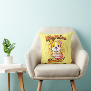CORGI CAFFEINE FUELED! CUSHION