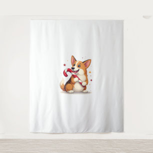 Corgi Candy Cane Joy dog Tapestry