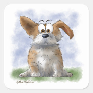 Corgi Cartoon Square Sticker