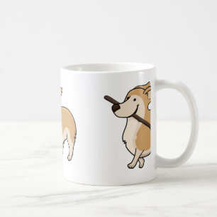 corgi cartoon w stick coffee mug